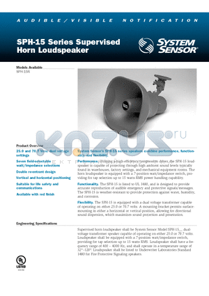 SPH-15 datasheet - Horn Loudspeaker