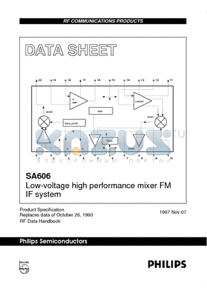 SA606 datasheet - Low-voltage high performance mixer FM IF system