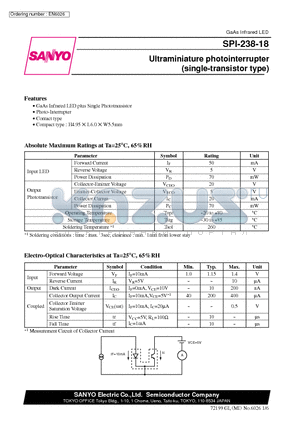 SPI-238-18 datasheet - Ultraminiature photointerrupter (single-transistor type)