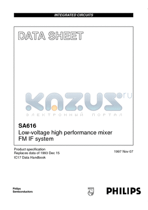 SA616 datasheet - Low-voltage high performance mixer FM IF system