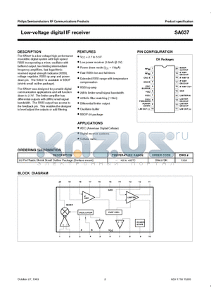 SA637 datasheet - Low-voltage digital IF receiver