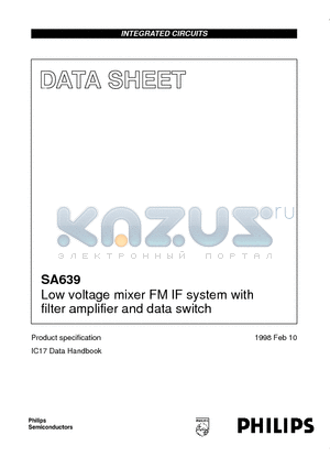 SA639 datasheet - Low voltage mixer FM IF system with filter amplifier and data switch