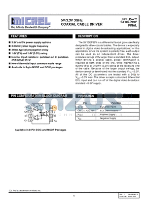 SY10EP89VKCTR datasheet - 5V/3.3V 3GHz COAXIAL CABLE DRIVER