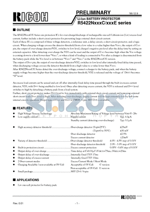 R5422N112E-TR datasheet - Li-lon BATTERY PROTECTOR