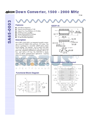 SA65-0003TR datasheet - Down Converter, 1500 - 2000 MHz