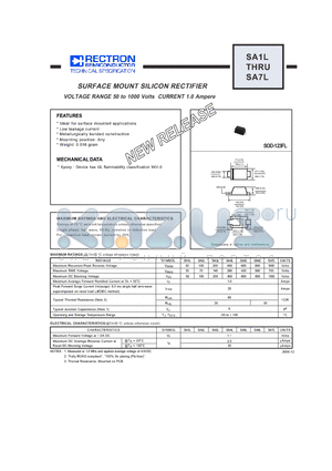 SA6L datasheet - SURFACE MOUNT SILICON RECTIFIER VOLTAGE RANGE 50 to 1000 Volts CURRENT 1.0 Ampere