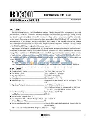 R5510HXXXX datasheet - LDO Regulator with Reset