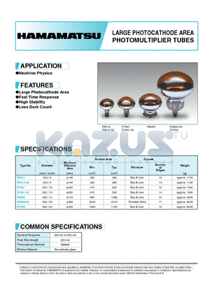 R5912 datasheet - LARGE PHOTOCATHODE AREA PHOTOMULTIPLIER TUBES