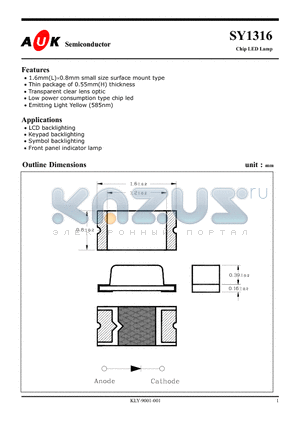 SY1316 datasheet - Chip LED Lamp