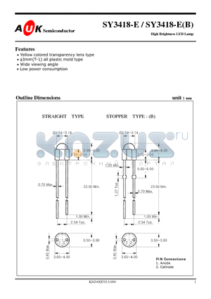 SY3418-EB datasheet - High Brightness LED Lamp