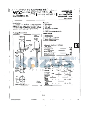 SY403TA datasheet - AMBER GAASP(N) HIGH INTENSITY LEDS