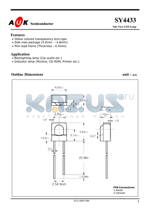 SY4433 datasheet - Side View LED Lamp