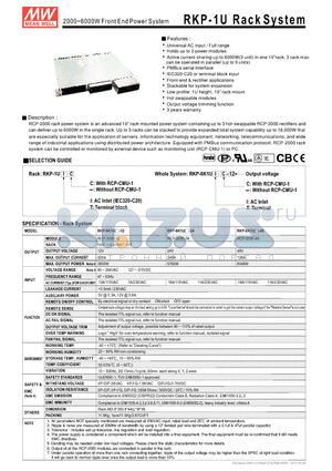 RKP-6K1U-12 datasheet - 2000~6000W Front End Power System