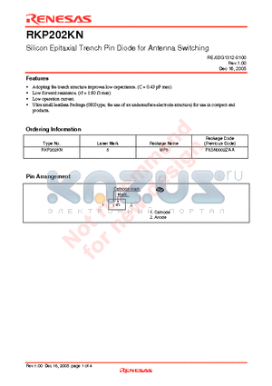 RKP202KN datasheet - Silicon Epitaxial Trench Pin Diode for Antenna Switching