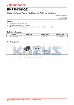 RKP301WKQE datasheet - Silicon Epitaxial Planar Pin Diode for Antenna Switching