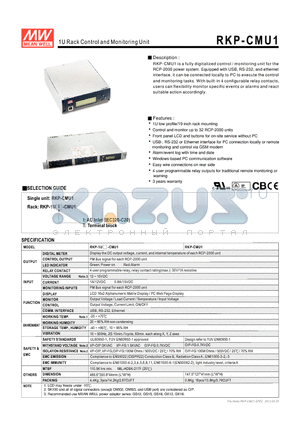 RKP-CMU1 datasheet - 1U Rack Control and Monitoring Unit