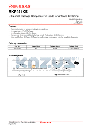 RKP451KE datasheet - Ultra small Package Composite Pin Diode for Antenna Switching