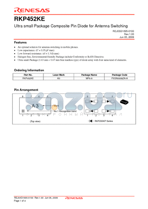 RKP452KE datasheet - Ultra small Package Composite Pin Diode for Antenna Switching