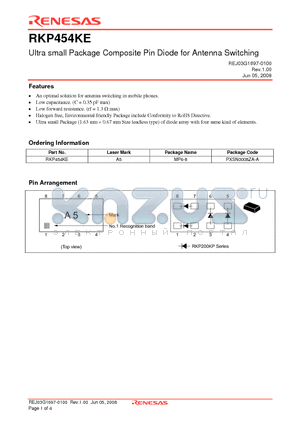 RKP454KE datasheet - Ultra small Package Composite Pin Diode for Antenna Switching