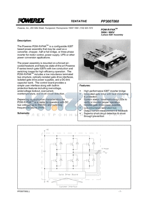 PP300T060 datasheet - POW-R-PAK 300A / 1200V Half Bridge IGBT Assembly