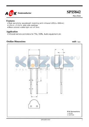 SPI5842 datasheet - PHOTO DIODE