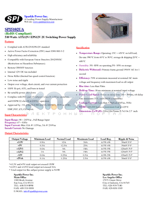 SPI5102UA datasheet - 510 Watts ATX12V/ EPS12V 2U Switching Power Supply