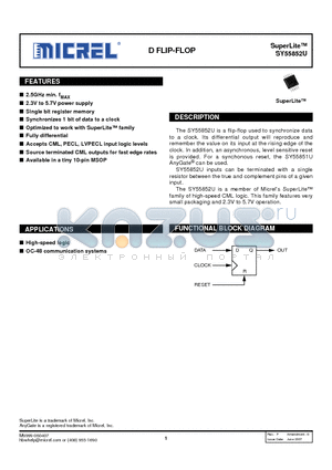 SY55852UKI datasheet - D FLIP-FLOP