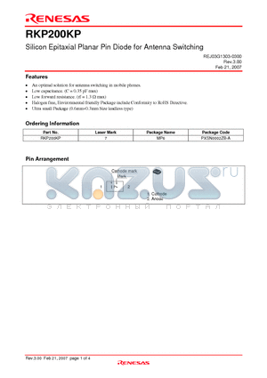 RKP200KP datasheet - Silicon Epitaxial Planar Pin Diode for Antenna Switching