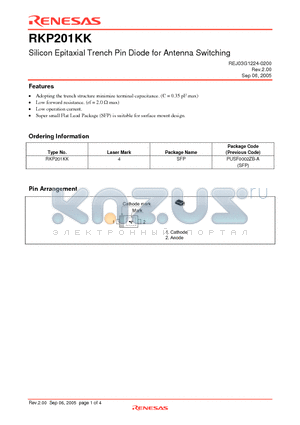 RKP201KK datasheet - Silicon Epitaxial Trench Pin Diode for Antenna Switching