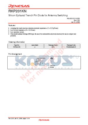 RKP201KN datasheet - Silicon Epitaxial Trench Pin Diode for Antenna Switching