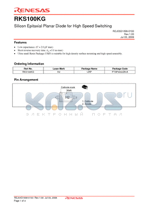 RKS100KG datasheet - Silicon Epitaxial Planar Diode for High Speed Switching