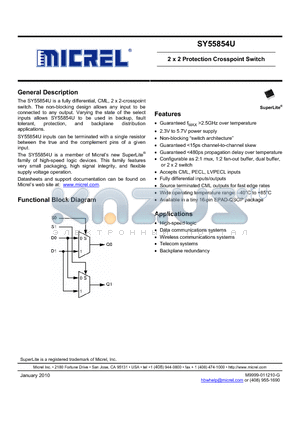 SY55854UYITR datasheet - 2 x 2 Protection Crosspoint Switch