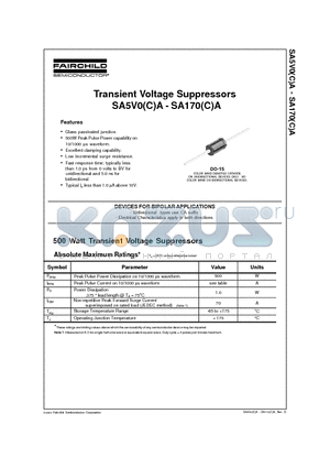 SA70A datasheet - Transient Voltage Suppressors