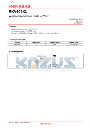 RKV603KL datasheet - Variable Capacitance Diode for VCO