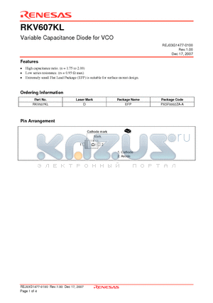 RKV607KL datasheet - Variable Capacitance Diode for VCO