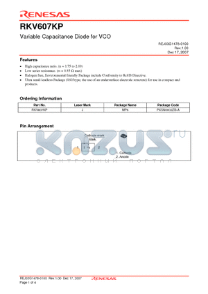 RKV607KP datasheet - Variable Capacitance Diode for VCO