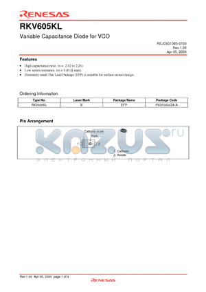 RKV605KL datasheet - Variable Capacitance Diode for VCO