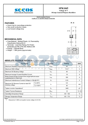 SPK1845 datasheet - 18Amp General Purpose Rectifiers