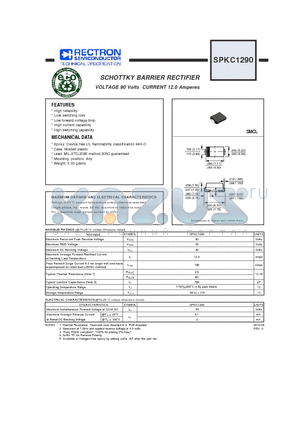 SPKC1290 datasheet - SCHOTTKY BARRIER RECTIFIER VOLTAGE 90 Volts CURRENT 12.0 Amperes