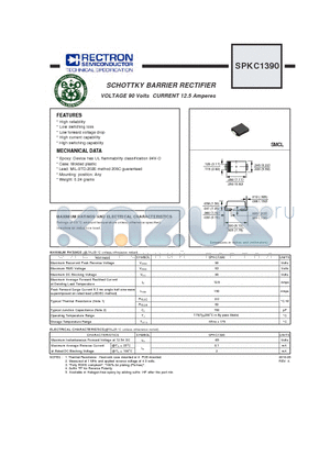 SPKC1390 datasheet - SCHOTTKY BARRIER RECTIFIER VOLTAGE 90 Volts CURRENT 12.5 Amperes