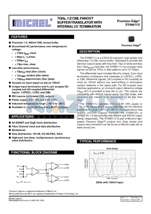 SY58011U datasheet - 7GHz, 1:2 CML FANOUT BUFFER/TRANSLATOR WITH INTERNAL I/O TERMINATION