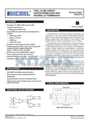 SY58011UMGTR datasheet - 7GHz, 1:2 CML FANOUT BUFFER/TRANSLATOR