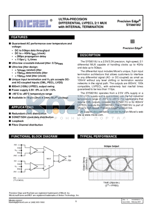 SY58018U datasheet - ULTRA-PRECISION DIFFERENTIAL LVPECL 2:1 MUX with INTERNAL TERMINATION