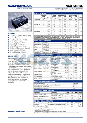 NMT1272S datasheet - Triple Output 3W DC-DC Converters