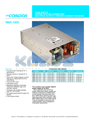 NMX-1003-0512 datasheet - 1000 WATTS POWER FACTOR CORRECTED MULTIPLE OUTPUT, FORCED CURRENT SHARING