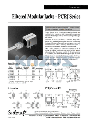 PCRJ11-2 datasheet - Filtered Modular Jacks