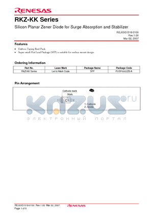 RKZ-KK datasheet - Silicon Planar Zener Diode for Surge Absorption and Stabilizer