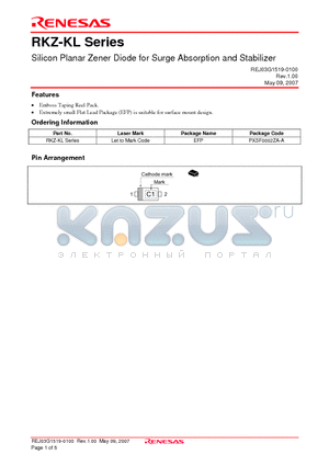 RKZ-KL datasheet - Silicon Planar Zener Diode for Surge Absorption and Stabilizer