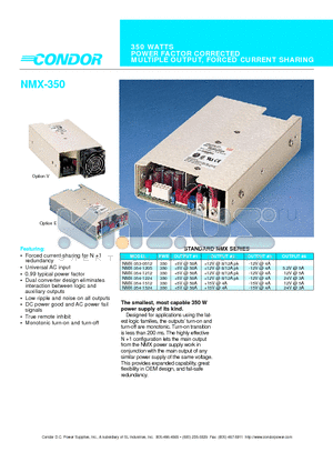 NMX-350 datasheet - 350 WATTS POWER FACTOR CORRECTED MULTIPLE OUTPUT, FORCED CURRENT SHARING