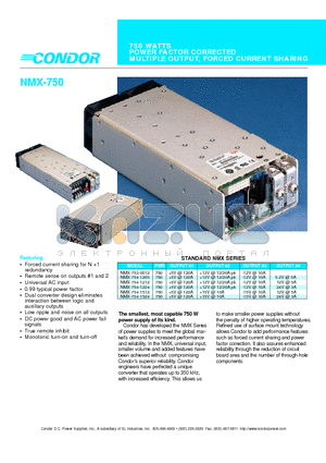 NMX-754-1524 datasheet - 750 WATTS POWER FACTOR CORRECTED MULTIPLE OUTPUT, FORCED CURRENT SHARING